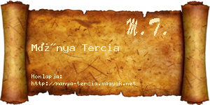 Mánya Tercia névjegykártya
